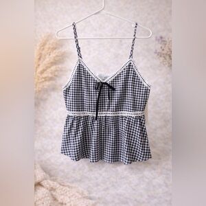 Black and White Sleeveless Crop Tie Front Camisole
